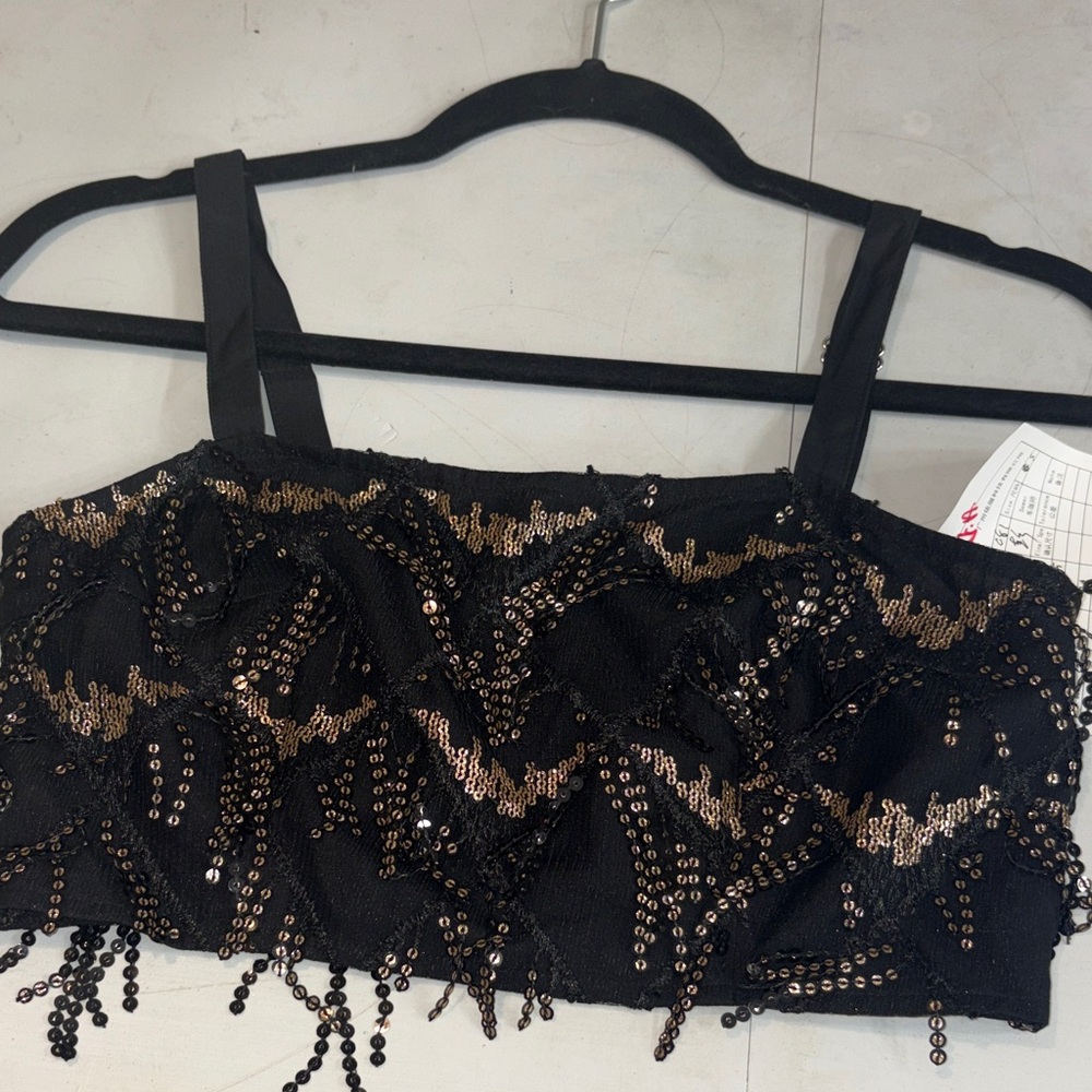 Black and Gold Sequin Women's Top